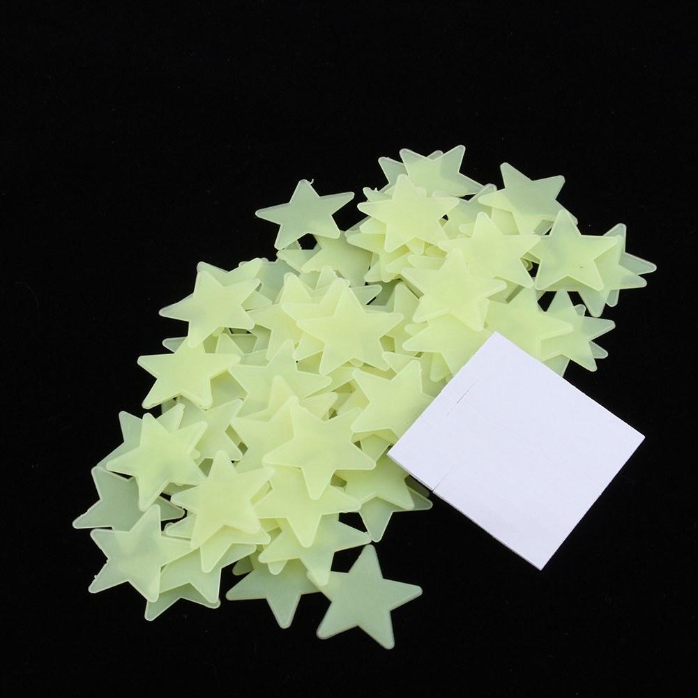 100 Pieces Luminous , 3cmx3cmx0.1cm Glow In the Dark for Peel and Stick Glow for Home, Birthday Party, Wedding, Green