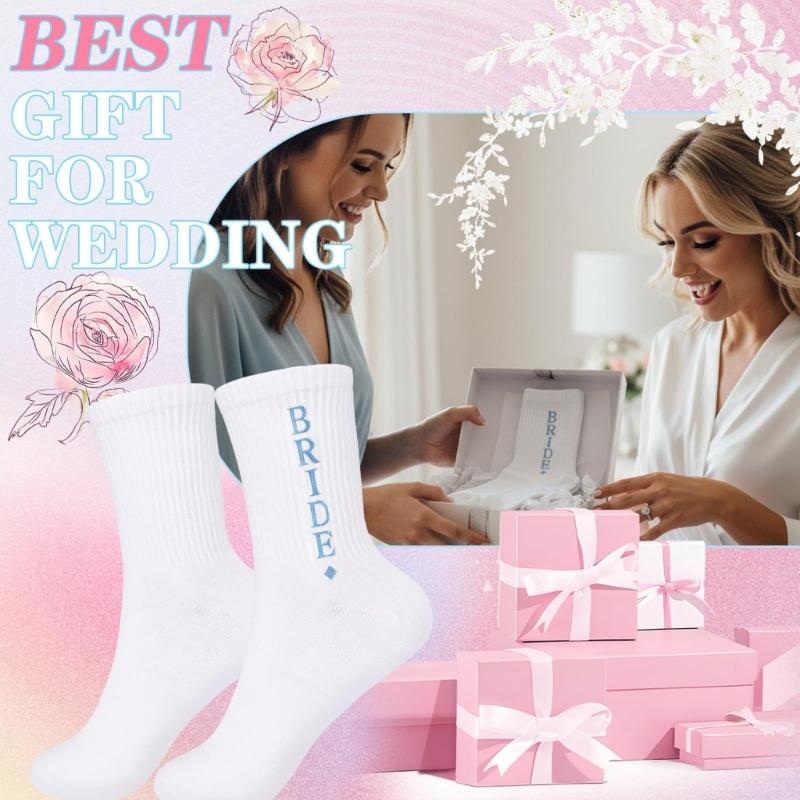 Elegant Wedding Slipper Socks Breathable Crew Socks for Bride to Wear During Ceremonies Photo Wear and Party Decoration