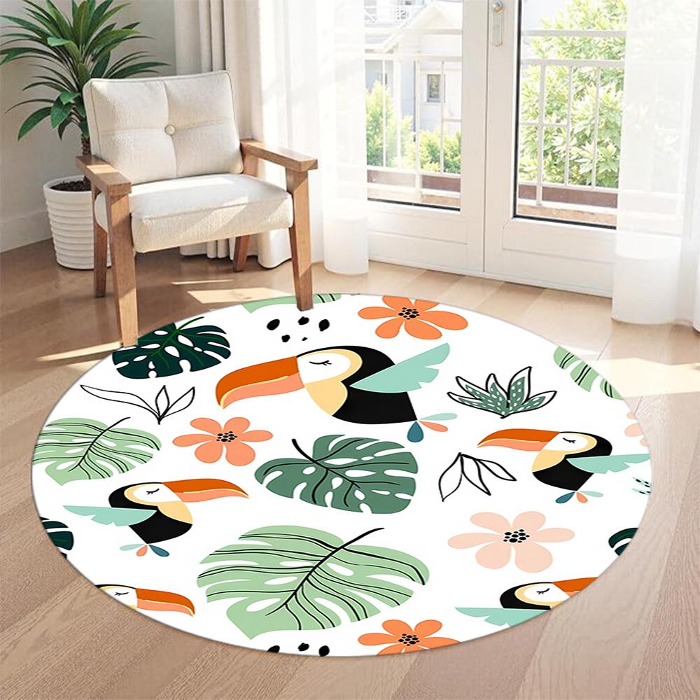 Monstera Leaf Round Floor Mat Suitable for Dining Room Living Rooms Bedrooms Decorate room Anti-slip Round Rug Decorate Offices