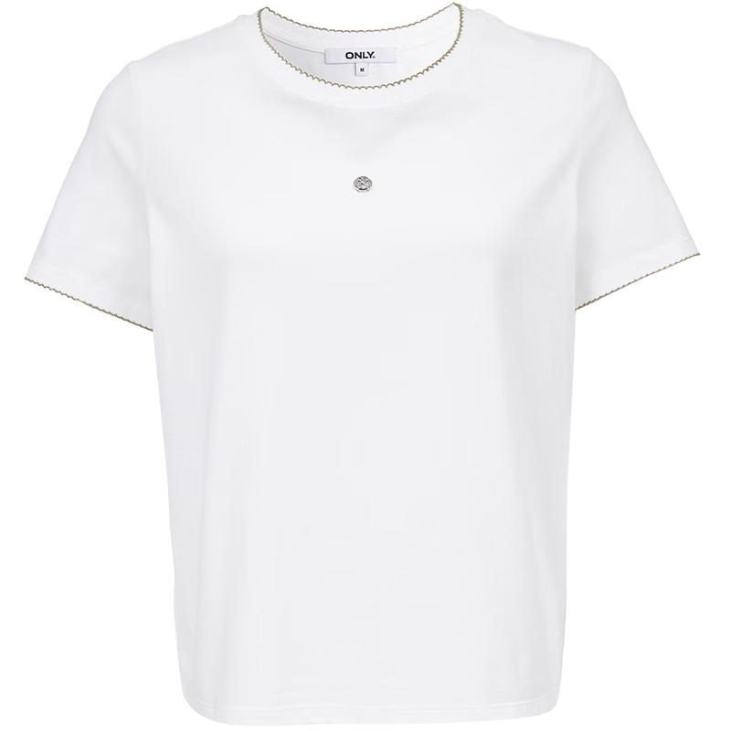 ONLY Women's Contrast Trim Round Neck Short Sleeve T-Shirt