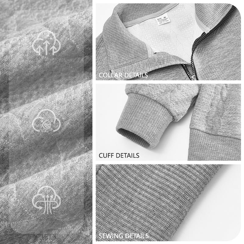 American Retro Stand-Up Collar Patchwork Knit Pullover Sweatshirt