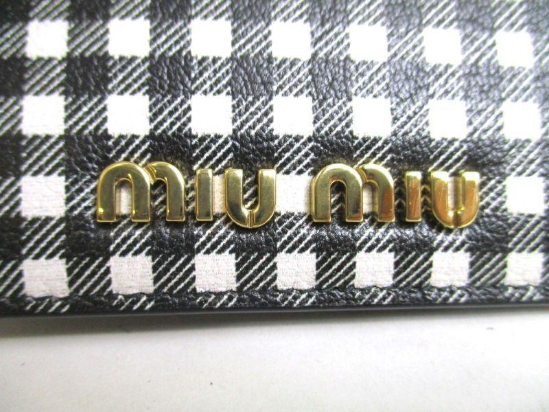 Authentic MIU MIU Rose Leather Madras Bifold Wallet Compact Wallet #a273  Refurbished