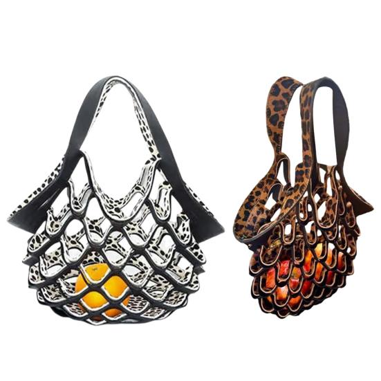 Ručně vyráběná skládací taška tote s vysokou nosností, velkokapacitní, víceúčelová, dutý design, taška na ovoce a zeleninu