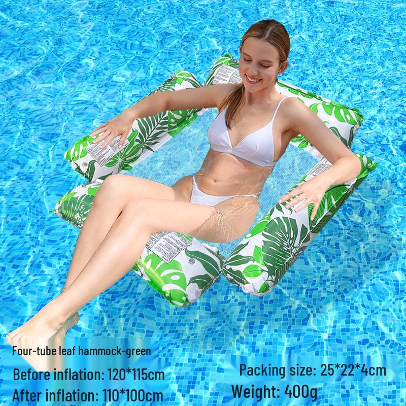 Tumbona Flotante Inflable Plegable Transfronteriza con Respaldo y Malla