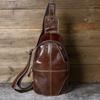Leather Men's Bag, Men's Chest Bag, Casual and Fashionable Top Layer Cowhide Oil Wax Craft Crossbody Chest Bag