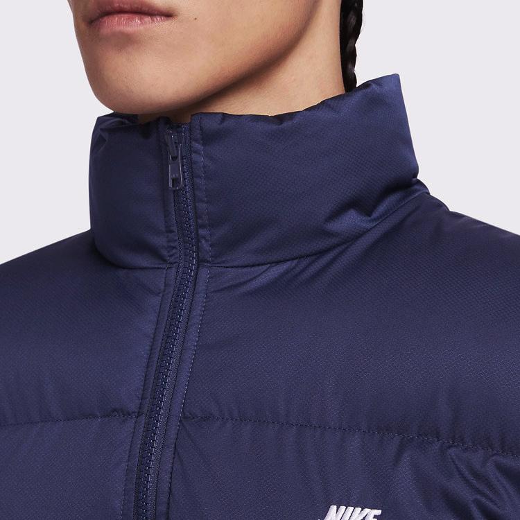 Nike Einfarget bomullsvest med logotrykk og ståkrage for menn yttertøy marineblå FB7374-410