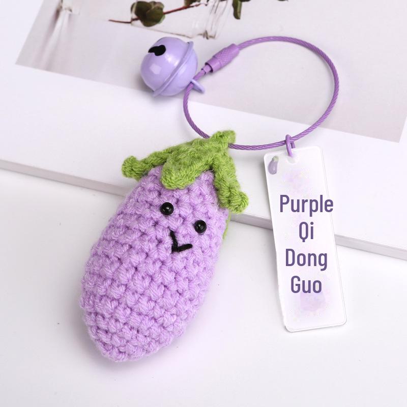 Handmade Knitted Corn, Tomato & Persimmon Keychain Pendant - Cute Ornament & Small Gift