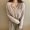 Korean Style Women's Round Neck Wool Cardigan - Autumn/Winter Short Loose Knit Jacket