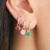 1PC Shimmering Pave Circle Colorful Round Zircon Pendant Drop Earrings For Women Girls Stainless Steel Crystal Earrings