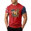 Men's Short Sleeve Loose Fit T Shirt with Flag and Beer Print Casual Crewneck Summer Top for Daily Wear Holiday Events