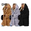 Dámská zimní bunda Umělá kožešina větší velikosti Svrchní oděvy s kapucí Středně dlouhý vrstvený zateplený plyšový kabát pro každodenní práci venku