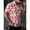 Spring Summer Men Short Sleeve Shirt Men Casual 3D Digital Print Simple Style Shirt Tops 100% Polyester