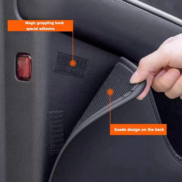 Tesla Model T PU Leather Car Door Kick Mats, 4 Colors Available: Black