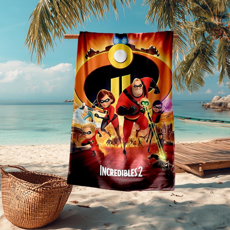 Ultra-Soft Beach Towel with The Incredibles Theme,Ideal for Pool - Camping, Diving - Perfect Travel Essential, Vibrant Beach Towel.