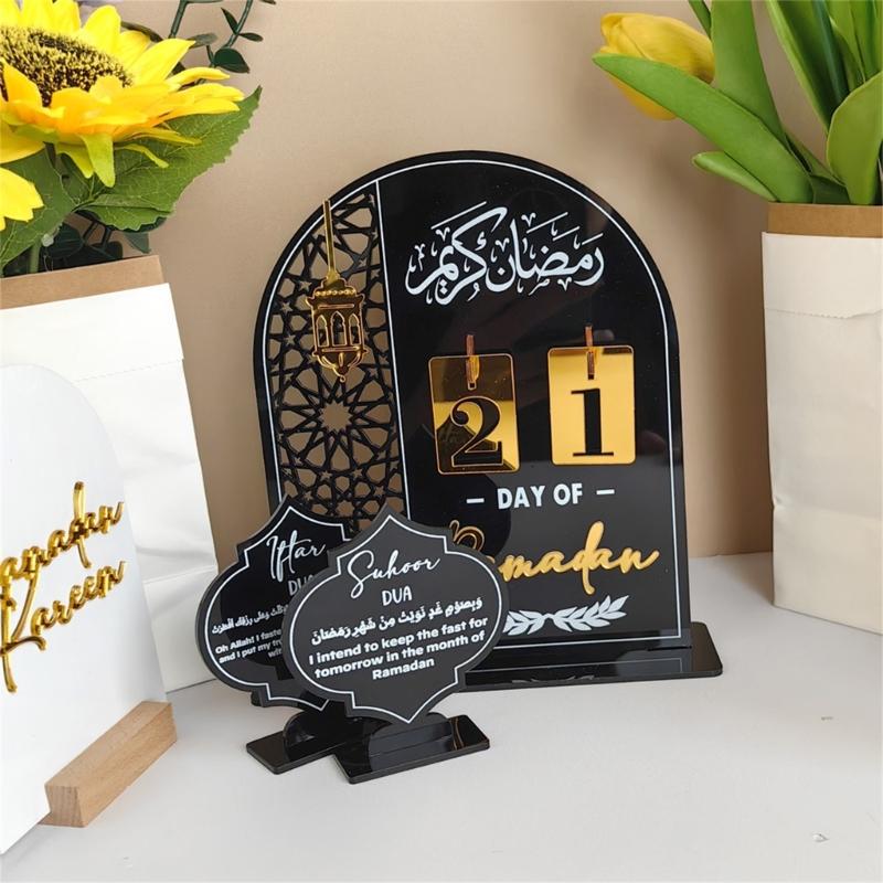 Festival Countdown Display Decoration Unique Eid Table Centerpieces Acrylic Texture Perfect for Eid Party Celebration