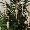 3pcs Round Christmas Tree Wooden Beaded String Decorative Hanging Wooden Bead String Pendant Handcrafted Christmas Tree Pendant