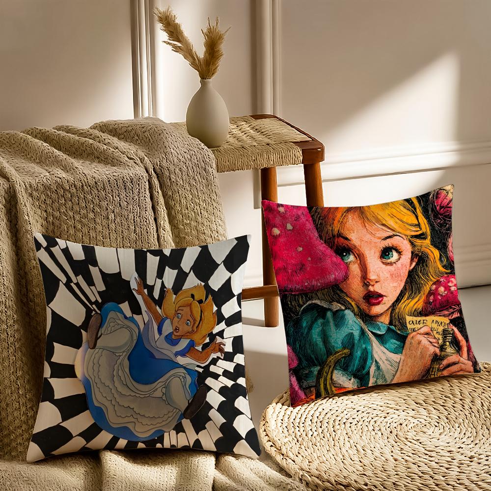 Fairy Tale A-Alice'S Adventures In Wonderland Cushion Cover Pillowcase Anti-Dustmite Living Room Sofa Decor Cushion Room