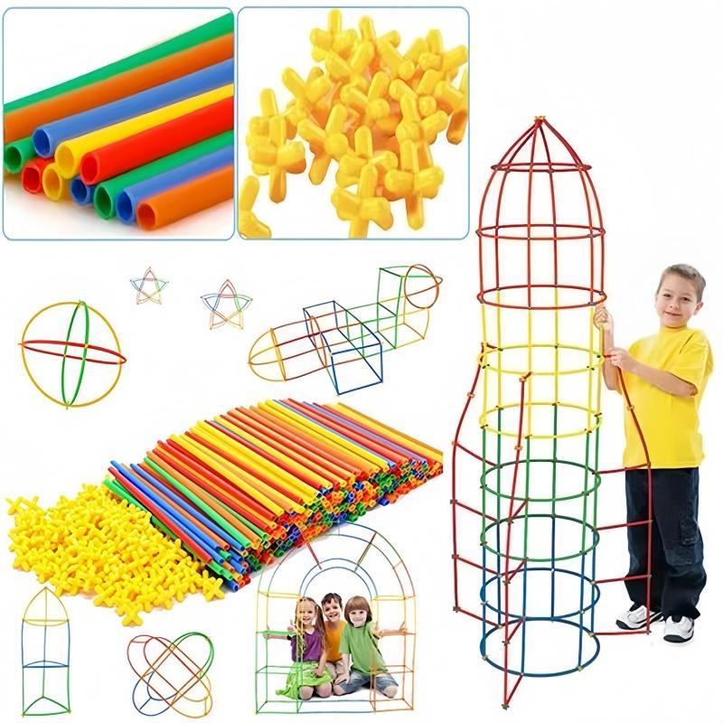 Straw Constructor Toys Building Blocks Toys Straws and Connectors Building Sets Motor Skills Engineering Educational Toy