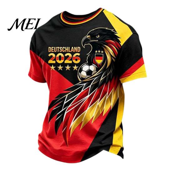 National Team Cheer Shirt Men Soccer Fans T-shirt, German Football T-Shirt, 2026 World Durable Fan Gear Tournament Tee, Stylish Apparel for L