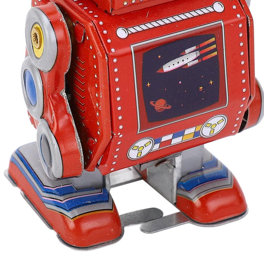 Robot Vintage Metal Tin Funny Vintage Mechanical Kids Classic Clockwork Tin Tabletop Bookshelf Decorative for Cafes and Bars Wind-up Toy, Robot, Toy,