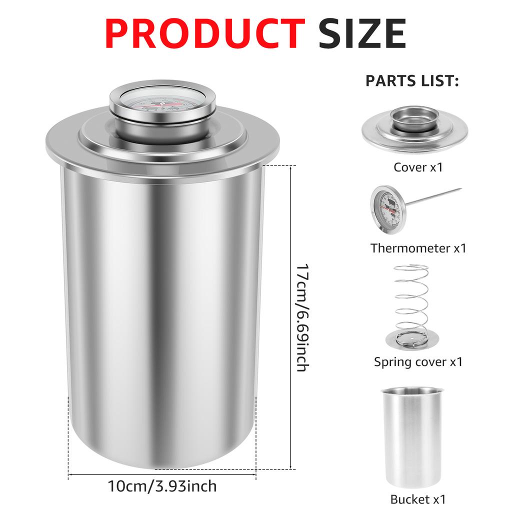 304 stainless steel steaming and cooking drum with built-in thermometer for detecting food homemade kitchen cooking tools