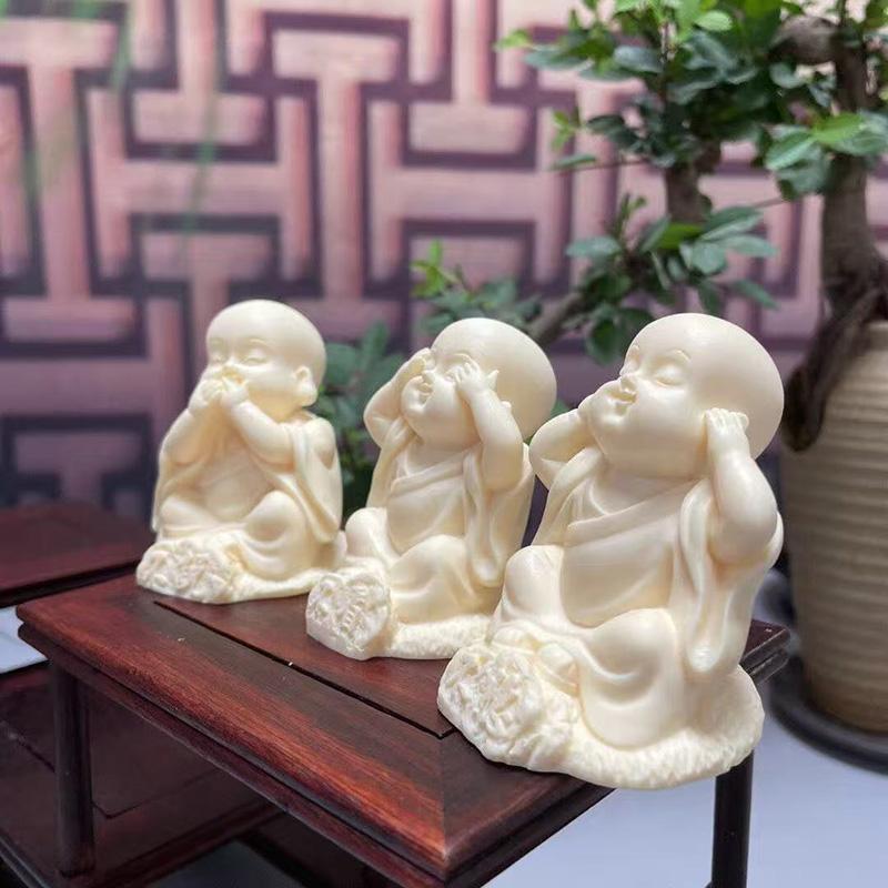 Three Little Monks Characters Statue Don't Say, Don't Look, Don't Listen Art Sculpture Cute Home Room Office Car Decorations