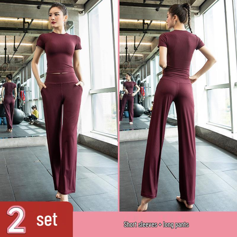 Women's Slim Fit Short Sleeve Yoga Suit - Skin-Friendly, Waist-Cinched, Quick-Drying Sportswear for Summer Fitness