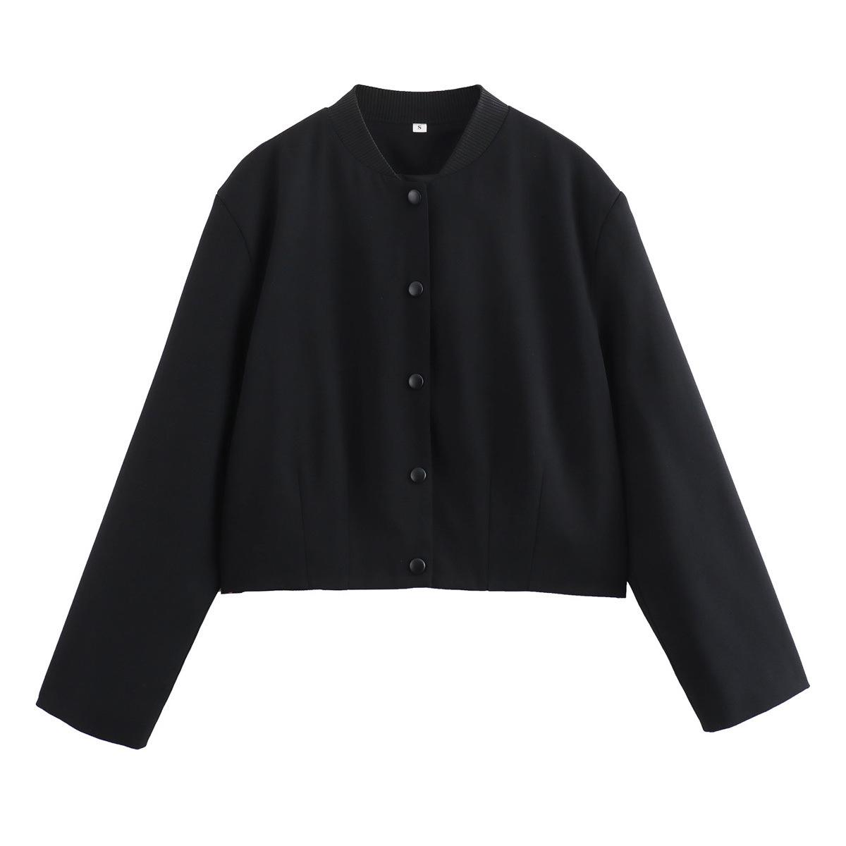 2024 Women s Casual Loose Short Stand-Up Collar Jacket - European & American Autumn/Winter Fashion Medium