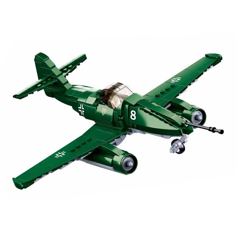 

338pcs Military WW 2 II Battle of Budapest Messerschmitt Me-262 Fighter Army Weapon Building Blocks Kit Bricks Classic Model Toys Gift no box