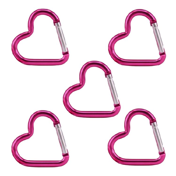 5Pcs Heart Shape Aluminium Carabiner Key Rings Clip Outdoor Camping Keyring Hook Water Bottle Hanging Buckles Enduring