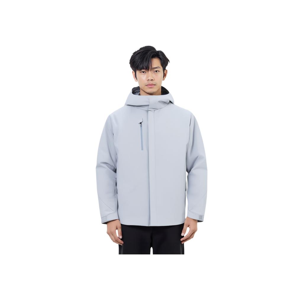 Anta Champion All-Weather Series Solid Color Zip-Up Hooded Sports Cotton Jacket Men jackets Light-Mud-Gray 152410801-1
