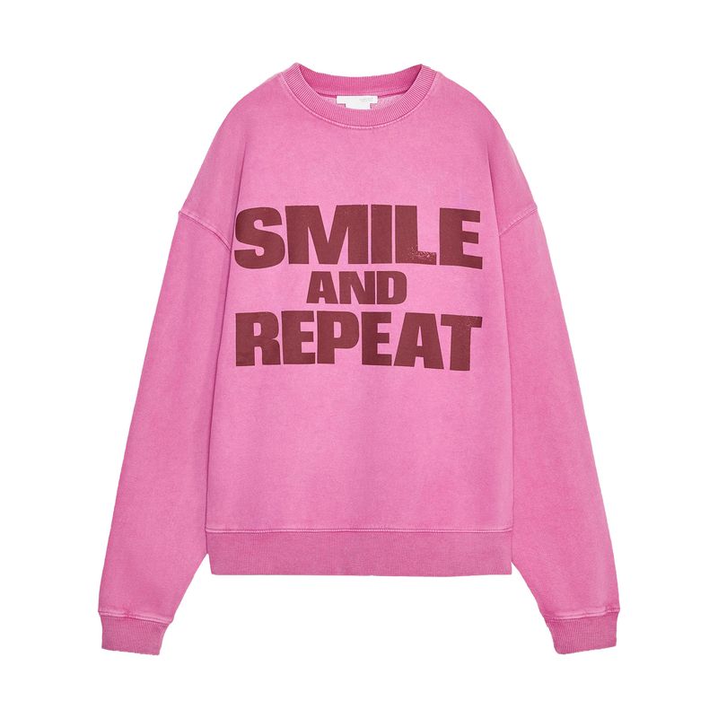 Zaprha 2025 Autumn New Rib Trim Smiley Wash Effect round Neck Long sleeve Hoodie 6050020