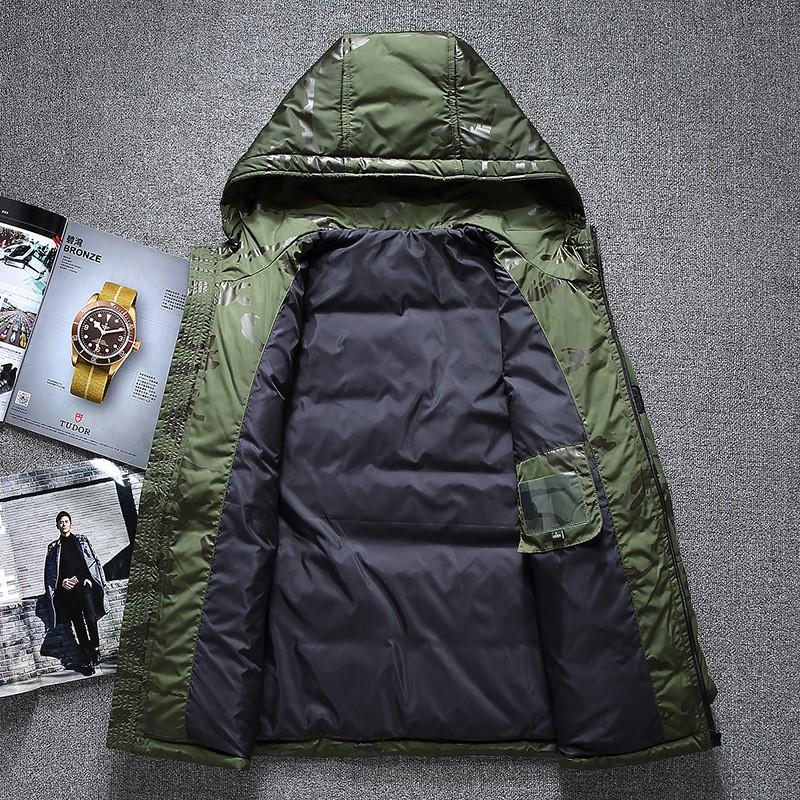 Mens Short Down Jacket Winter Outdoor Warm Hooded Coat Casual Youth Fashion
