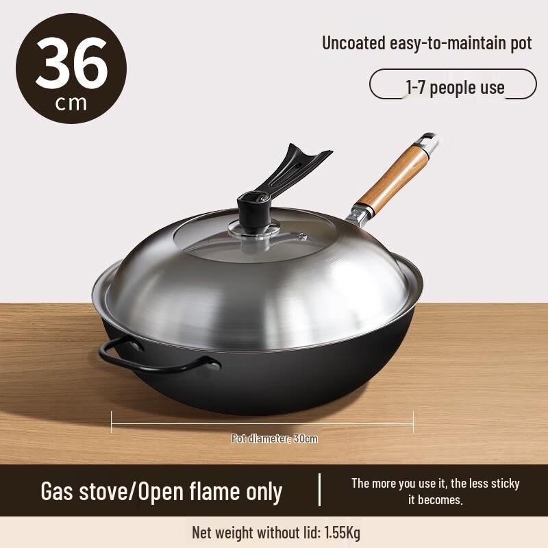 Jitian Jiang Traditional Handmade Iron Wok, 36cm