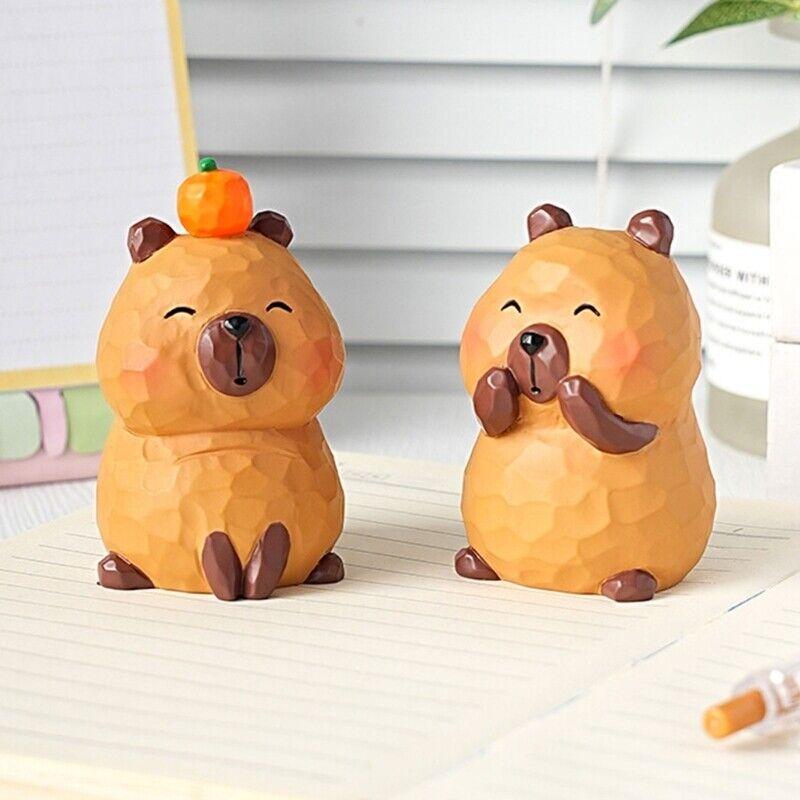 Statuiță Capybara din Lemn Lucrată Manual Sculptură Artistică Clasică Sculptată și Pictată în Lemn Figurină Drăguță Capybara Sculptură în Lemn Decor Acasă
