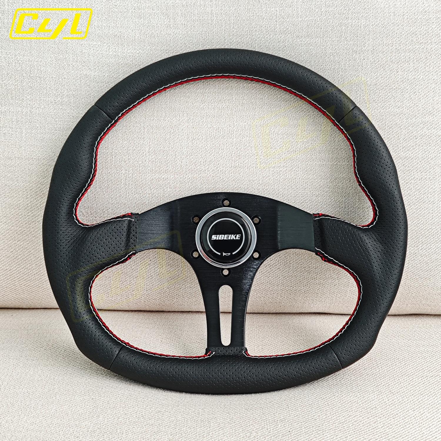 13.5inch 345mm D Shape Leather Steering Wheel Universal Car Modified Sports Tuning Steering Wheel чёрный
