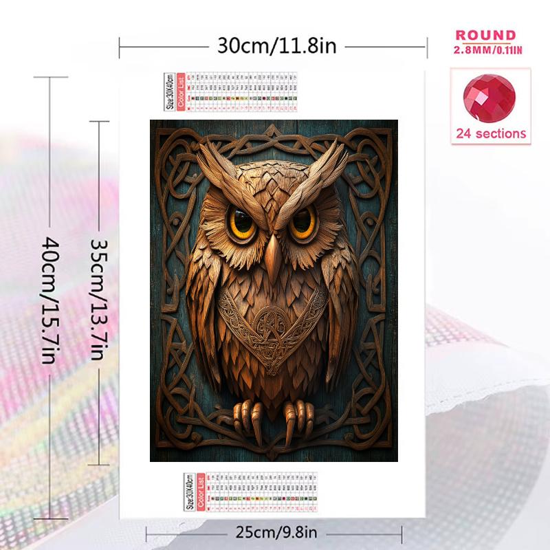 Vintage owl Pattern 3pcs 100% Round Full Drill 5D DIY Diamond Painting Embroidery Cross Stitch Rhinestone Décor