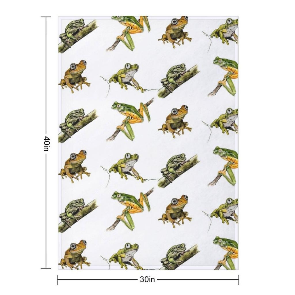 Frog collage Throw Blanket Plush decorative Softest Thermal Blankets
