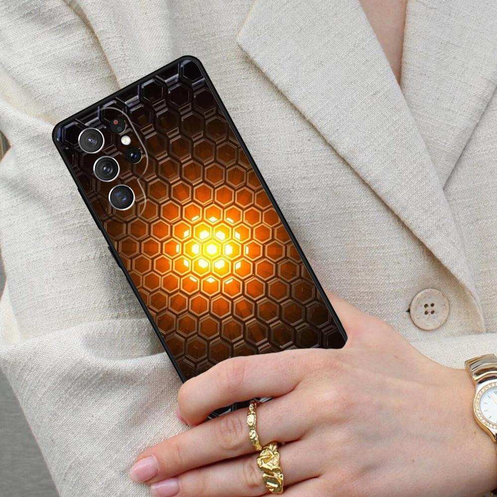3D Sechseckige Lichter Handyhülle für Samsung Galaxy S26 Ultra S25 S24 S23 S22 S21 S20 Note10 Hülle