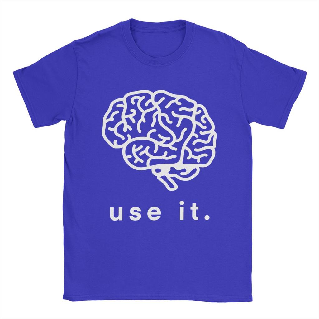 Please Use It Your Brain T-Shirts Men Funny Pure Cotton Tee Shirt Round Collar Short Sleeve T Shirts Summer Clothing