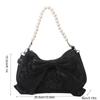 Pearl Bow Shoulder Bag Canvas Small Square Bag Luxury Bow Underarm Bag  Girls