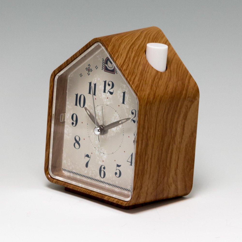 Seiko Clock PYXIS Alarm Clock, Natural Nature Sound, Analog, Switchable Alarm, Brown, Wood Grain Pattern, NR444A