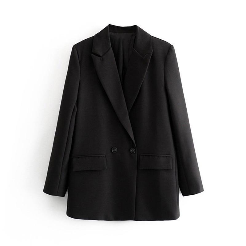 

Women s Fashion Slimming Multi Color Double Breasted Suit Autumn High Quality Casual Simple Commuting Coat S чорний