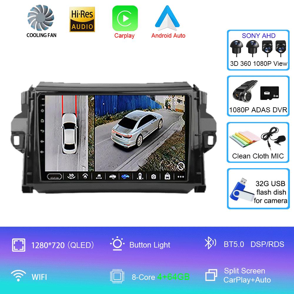 Android 14 For Toyota Fortuner 2 2015 2016 2017 2018 2019 2020 Car Radio Stereo Multimedia Navigation GPS Carplay 2 din Headunit