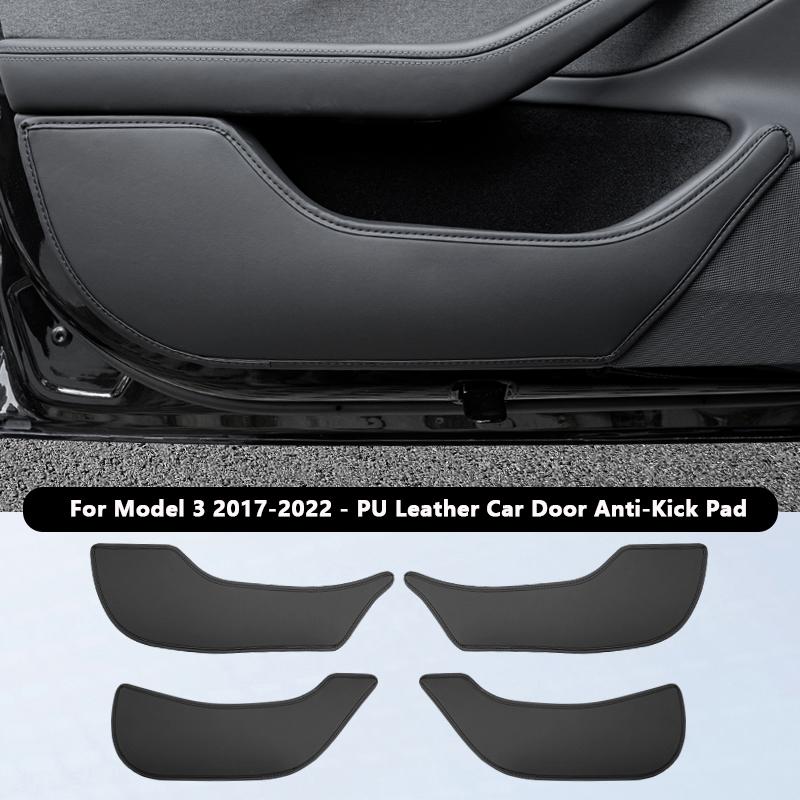 Car Door Anti-Kick Pads For Tesla For Model Y / 3 PU Leather Side Door Panel Protector Anti-Dirty Pad Car Interior Decoration