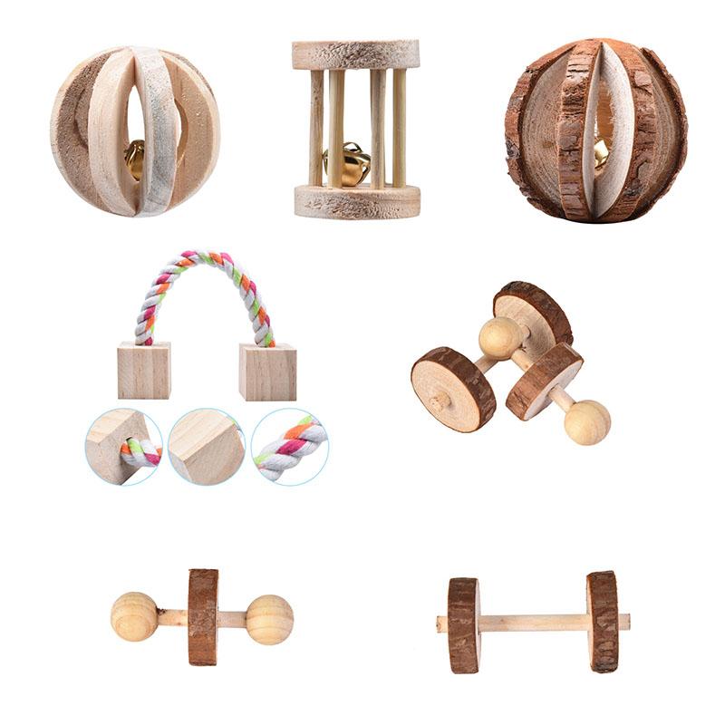 Wooden Rabbits Toys Pine Dumbells Unicycle Bell Roller Chew Pet Molars Supplies Wooden Rabbits Toys Pine Dumbells Unicycle Bell Roller Chew Pet Molars Supplies