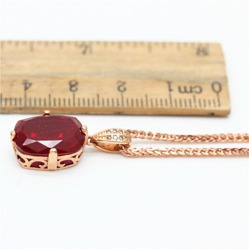 Exquisite Russian Purple Gold Square Ruby Pendant With Rose Gold Plating, Personalized Simple Square Pendant Jewelry For Women