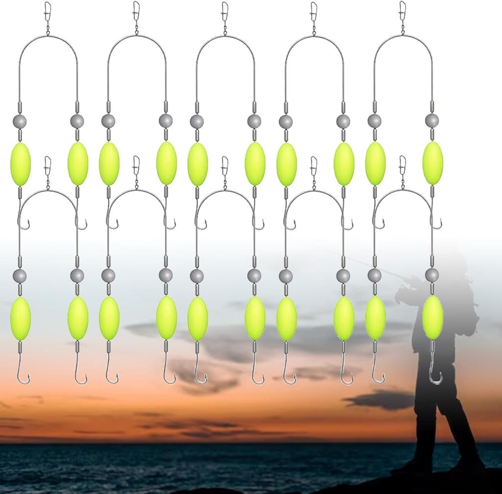 5Pcs Double Reverse Hooks Fishing Rig Smooth Casting Anti-Tangle Snag Resistant Split Hook Rig Freshwater Saltwater Jigging Fishing Accessories