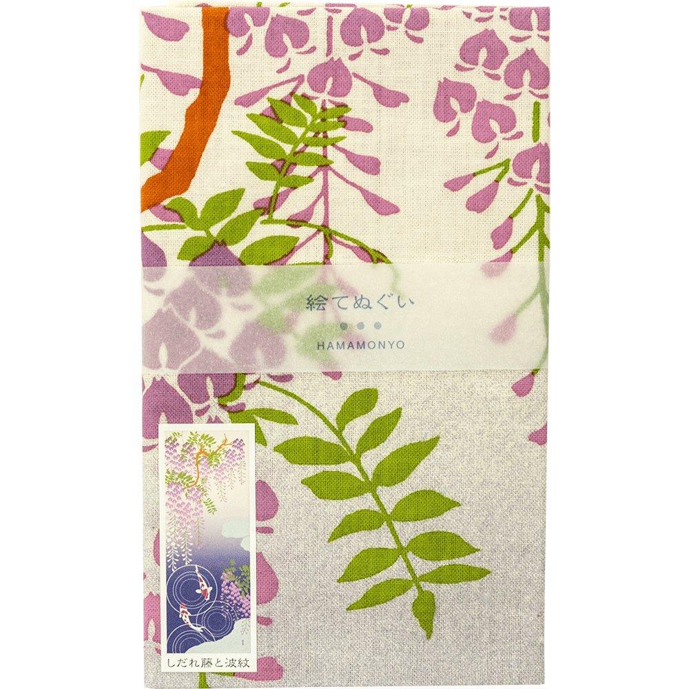 Hama Pattern Picture Tenugui Weeping Wisteria and Ripples