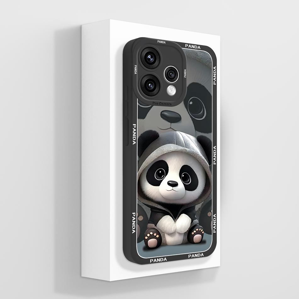 Case For Oppo Reno 15 Pro Mini 15C 15F Cute Panda Liquid Silicone High Quality Phone Back Cover For Oppo Reno15 Couple Funda